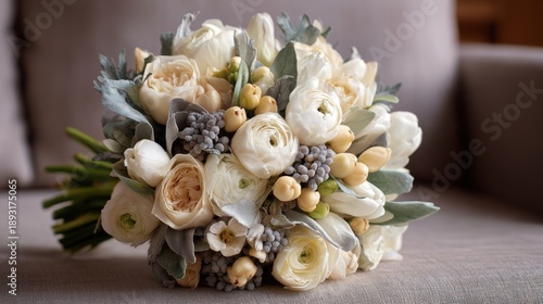 Elegant cream flower bouquet with fresh seasonal blooms for home decor, wedding arrangements, and floral centerpiece inspiration
