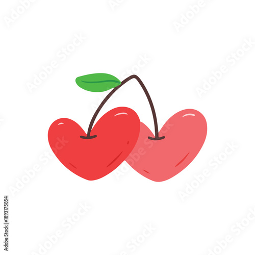Sweet Heart Shaped Cherries on a Stem
