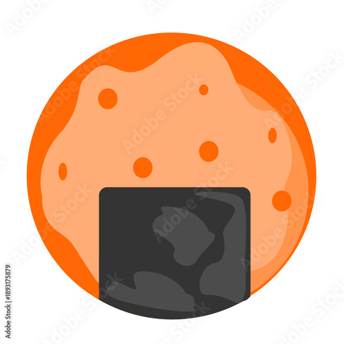 Round Onigiri Rice Ball with Nori Vector Illustration