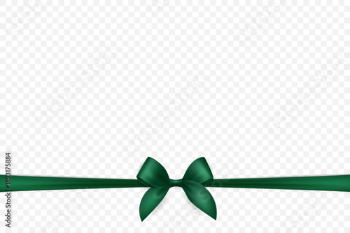 Vector Ribbon with Bow for Gift Decoration and Packaging Design. Green Ribbon for Celebration, Event and Invitation. Green Ribbon Illustration for Holiday Card, Present Wrapping, Festive Template