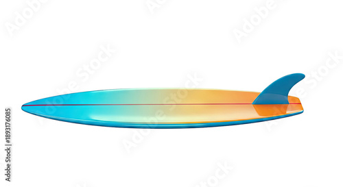 Colorful Surfboard with Blue Fin