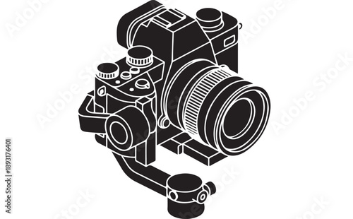 Professional Camera on Gimbal Stabilizer for Smooth Video Recording.