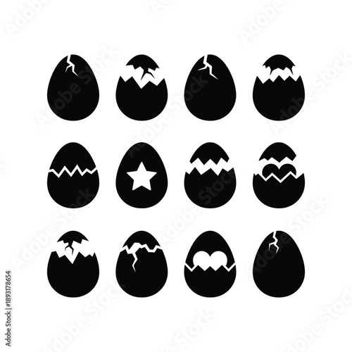 Easter eggs silhouette collection for spring and holiday decorations
