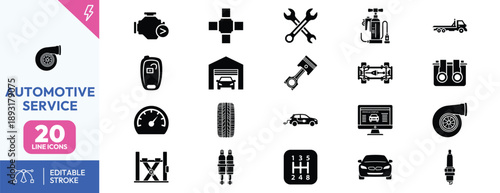 Automotive Service Icons Set.