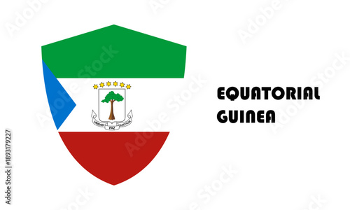 Equatorial Guinea flag in shield shape with high quality