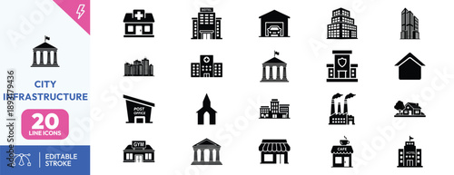 City Infrastructure Icon Set.