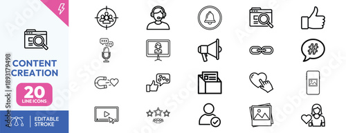 Content Creation Icons Set.