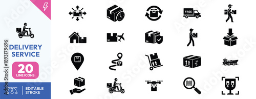 Delivery Service Icons Set.