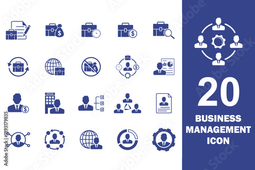 business management set icon , time management icon