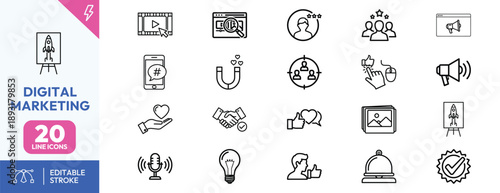 Digital Marketing Icons Set.