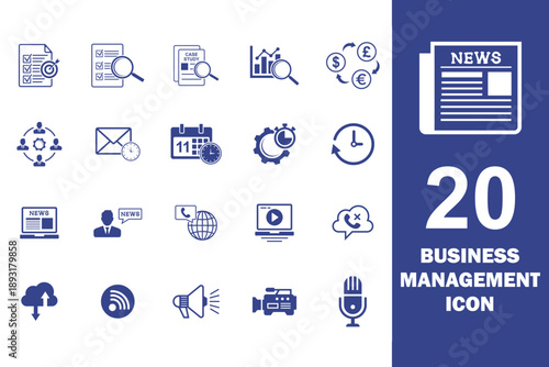 business management set icon , time management icon