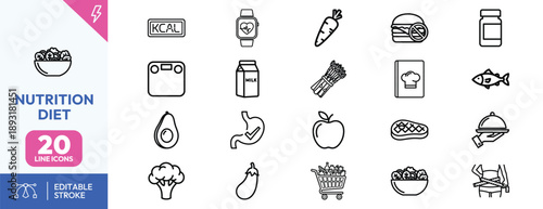 Nutrition Diet Food Icons.