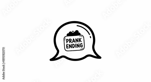 Playful Speech Bubble with 'Prank Ending' Text and Splash Effect on Isolated White Background