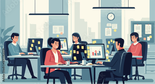 People working in a modern office environment.