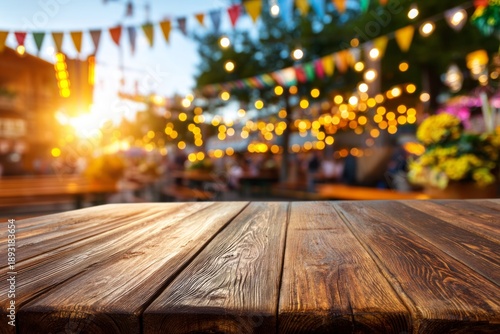 Lively Festival Atmosphere in Germany with Warm Light and Colorful Decorations