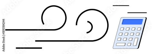 Green energy, renewable resources, cost estimation, energy efficiency, financial analysis, wind power. Flowing wind design and a calculator. Green energy and renewable resources concept