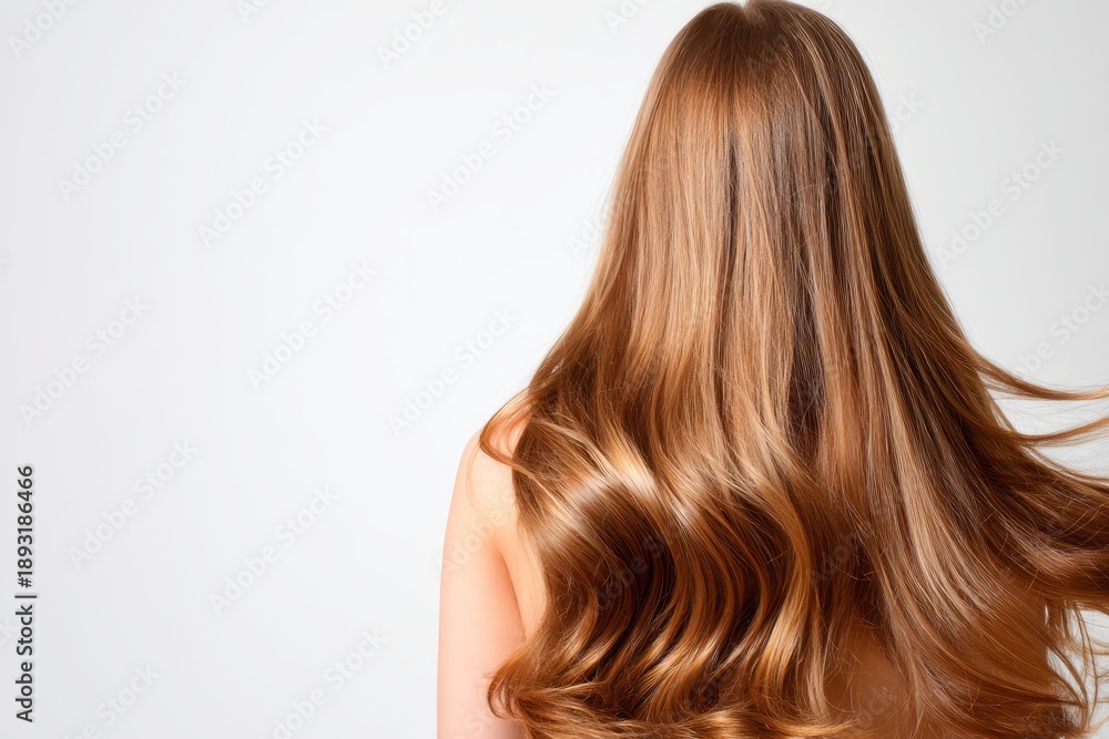 Naklejka premium Stylish Brown Hair Flowing Beautifully on White Background Isolated with Copyspace