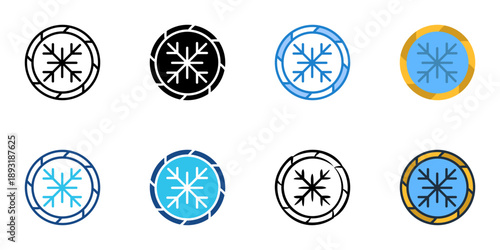 Polar vortex icons set multiple style collection. Editable stroke 
