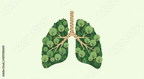 International Day of Forests Environmental Concept Vector of Green Forest Forming Human Lungs