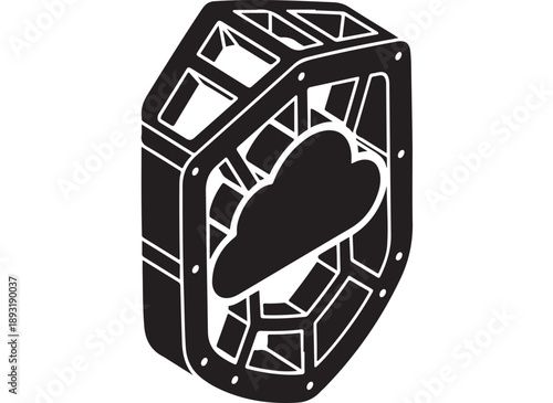 Cloud Security Shield Icon for Data Protection and Digital Safety.