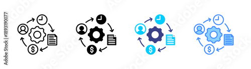 Project Fulfillment icon set multiple style collection