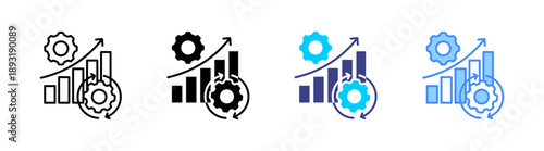 Process Improvement icon set multiple style collection