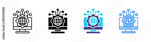 Information Technology icon set multiple style collection