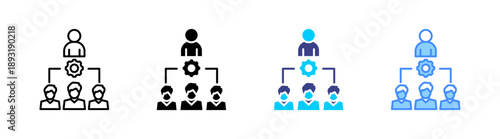 Organization Structure icon set multiple style collection