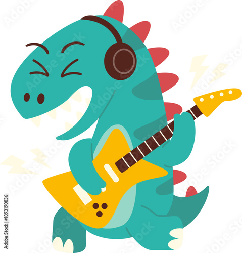 Playing Electric Guitar Rockstar Dino Performance