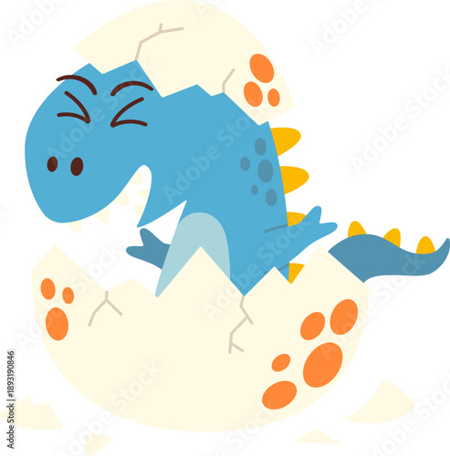 Baby Dinosaur Hatching from Egg and Stomping the Ground