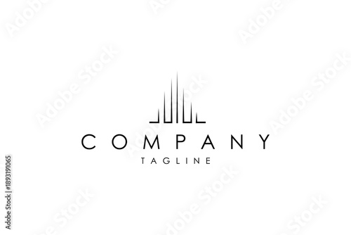 abstract illustration image logo of modern metropolitan skyscraper building