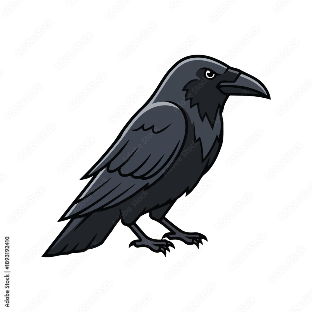 Obraz premium Dark Crow or Raven Bird Mascot Vector Illustration