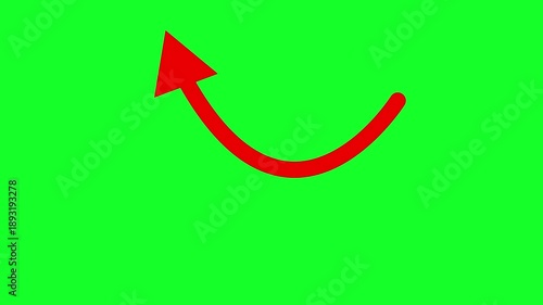 Wiggle Red Arrow Animation on Green Screen, 4K Attention Direction Overlay