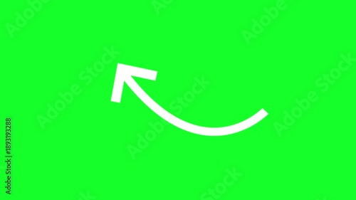 White Arrow Wiggle Animation Isolated on Green Screen, 4K Direction Cue