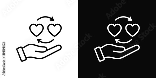 Empathy Icon White And Black Background Style