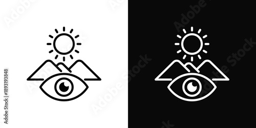 Perspective Icon White And Black Background Style