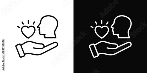 Compassion Icon White And Black Background Style