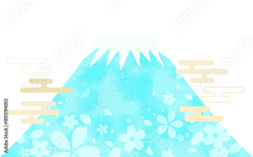 桜柄の富士山フレーム_横