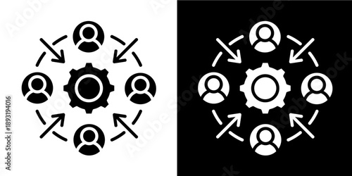 Employee Engagement Icon Set White Glyph Style Collection
