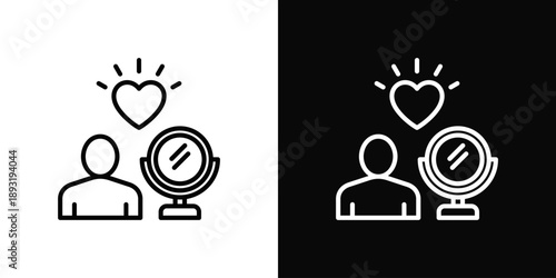 Self-Love Icon White And Black Background Style