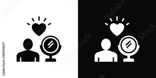 Self-Love Icon White And Black Background Style