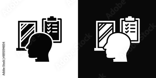 Mirror View Icon White And Black Background Style