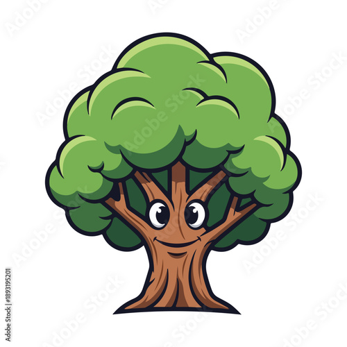 Happy Cartoon Tree Mascot Illustration