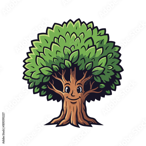 Wallpaper Mural Friendly Cartoon Tree Mascot Illustration Torontodigital.ca