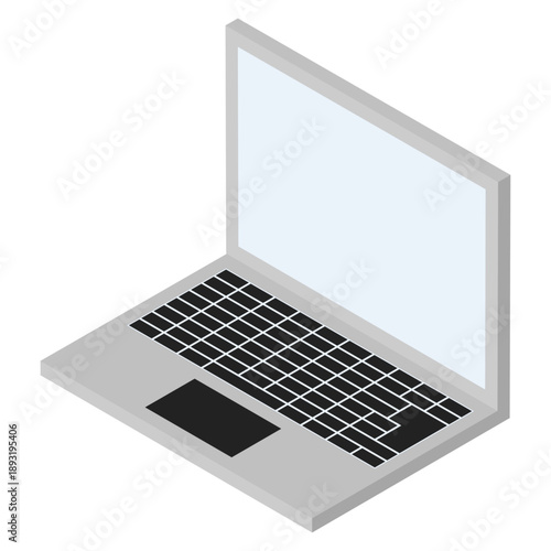 アイソメトリックで描かれたブロック風のノートパソコンのイラスト