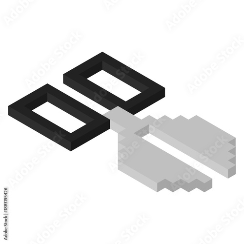 アイソメトリックで描かれたブロック風のはさみのイラスト