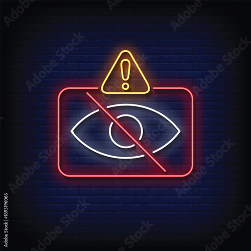 sensitive content neon signboard with brick wall background vector
