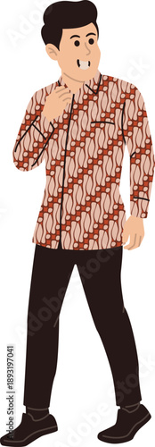 Stylish Man in Batik Shirt with Black Trouser and Shoes