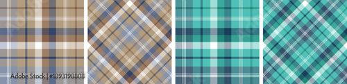 Spring seamless plaid and check pattern set. tartan checkered fabric fashion texture background. 