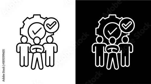 Team Coordination White Icon Set Design